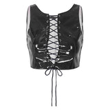 Haut Vinyle <br> Décolleté à Lacet