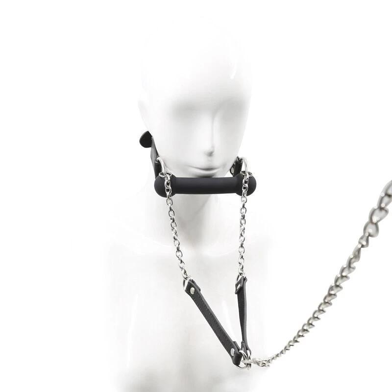 Harnais Boule Baillon Cagoule BDSM En Cuir - Masque De Tête Bondage