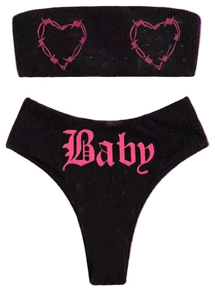 Bikini Gothique Deux Pièces   Bandeau et Culotte Imprimés : vue principale