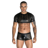 Lingerie Homme Crop Top Brillant Résille