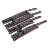 Sangles matelassées noir et rose, détail des boucles | BDSM Empire