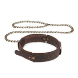 Kit bondage cuir marron, menottes et collier | BDSM Empire