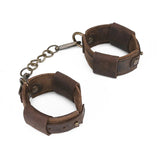 Kit bondage cuir marron, détail des boucles | BDSM Empire