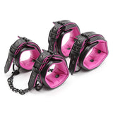 Menottes et chevillères noir et rose rembourrées | BDSM Empire