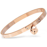 Bracelet Jonc <br> Cadenas Coeur Acier