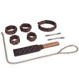 Kit Bondage Vintage <br> Cuir Marron 4 Pièces