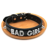 Collier ras de cou Bad Girl noir avec strass et clous | BDSM Empire