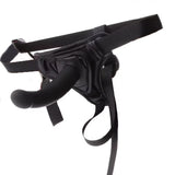 Gode ceinture silicone noir avec harnais ajustable | BDSM Empire