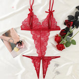 Body dentelle ouvert Innocence : coloris rouge, photo 5