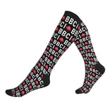 Chaussettes hautes imprimées noires et rouges | BDSM Empire