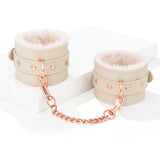 Kit Bondage Peluche Crème <br> Menottes et Collier Laisse