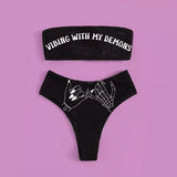 Bikini Gothique Deux Pièces <br> Bandeau et Culotte Imprimés