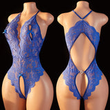 Body dentelle à brides Abandon : coloris bleu, photo 6