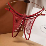 String dentelle brodée Étincelle : coloris bordeaux, photo 8