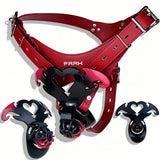 Cage de chasteté cœur avec ceinture rouge et anneaux noirs | BDSM Empire