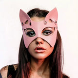 Masque chat rose style cuir avec oreilles | BDSM Empire
