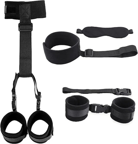Kit bondage nylon noir, collier menottes et sangles | BDSM Empire