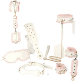 Kit bondage blanc et rose 6 pièces, paddle masque bâillon | BDSM Empire