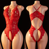 Body dentelle à brides Abandon : coloris rouge, photo 9