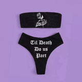 Bikini Gothique Deux Pièces <br> Bandeau et Culotte Imprimés