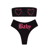 Bikini Gothique Deux Pièces <br> Bandeau et Culotte Imprimés