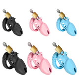 Cage de chasteté aérée noire, rose et bleue avec cadenas | BDSM Empire