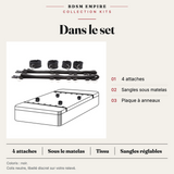 Attaches de Lit BDSM : carte du contenu, pièces numérotées et caractéristiques
