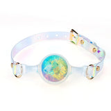 Bâillon Boule Cristal Sangle Holographique : bâillon boule cristal sur sangle holographique, photo 1