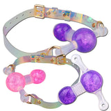 Bâillon Boule Silicone Pailleté Irisé : bâillon boule pailletée et sangle irisée, photo 2