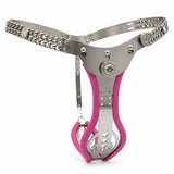 Ceinture acier et chaîne de taille : ceinture rose