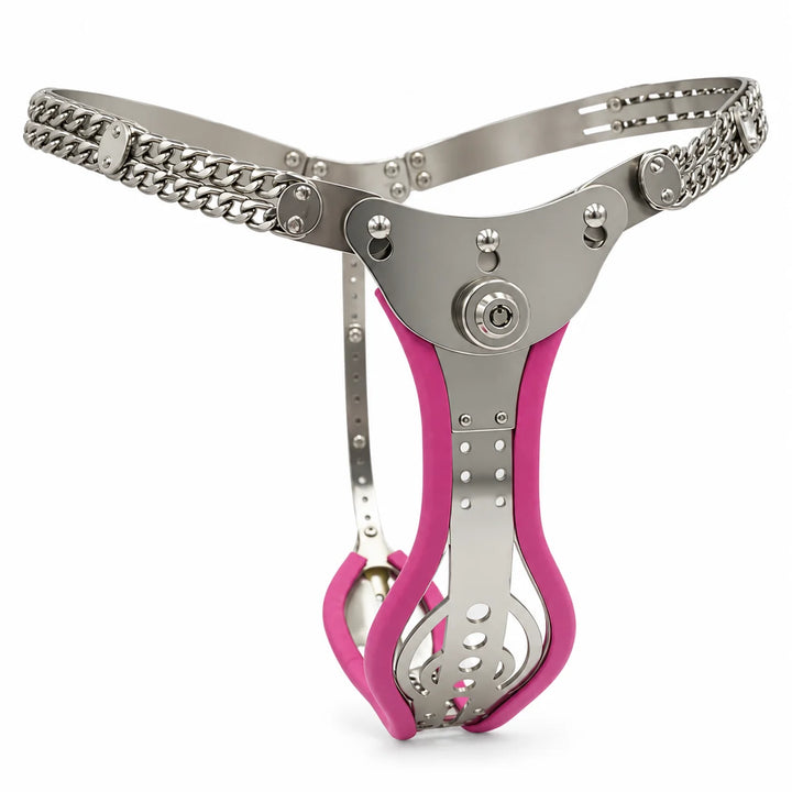 Ceinture acier et chaîne de taille : ceinture rose