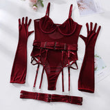 Body Résille Gants et Jarretelles : body résille avec longs gants et jarretelles, photo 14