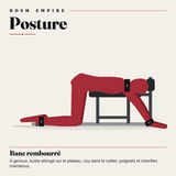 Cadre de Bondage à Genoux Oberkampf : posture sur le banc rembourré