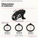 Cage de Chasteté Électrostimulation — Dimensions et anneaux