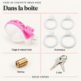 Cage de Chasteté Sissy Nœud Rose — Contenu de la boîte