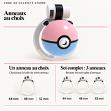 Cage de Chasteté Sphère Rose et Bleue — Dimensions et anneaux