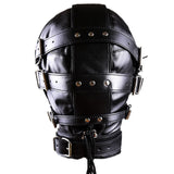 Cagoule Bondage Cuir PU Privation Sensorielle : cagoule de bondage intégrale en cuir PU, photo 3