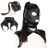 Cagoule Ponyplay à Queue de Cheval : cagoule ponyplay en similicuir avec queue de cheval, photo 1