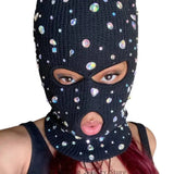Cagoule Tricot 3 Trous à Strass : cagoule en maille trois trous ornée de strass, photo 4