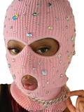 Cagoule Tricot 3 Trous à Strass — Rose clair — photo originale au format portrait