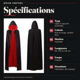 Cape Réversible Noire et Rouge : spécifications