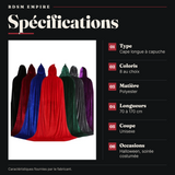Cape Velours à Capuche 8 Coloris : spécifications