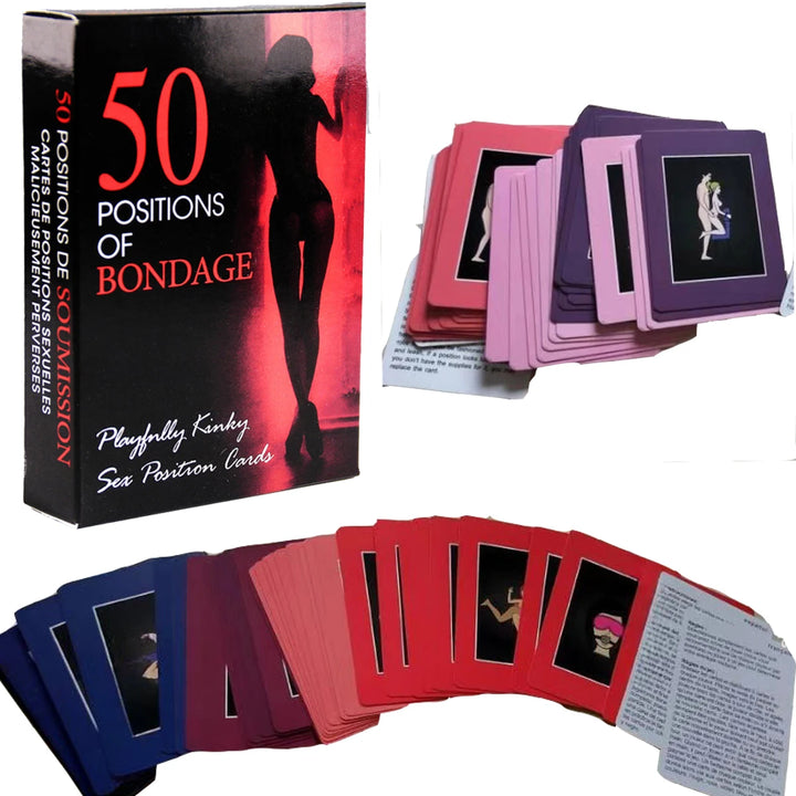 Cartes Bondage 50 Positions : cartes bondage illustrées et dés lumineux, photo 2