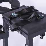 Chaise de Bondage BDSM Bastille : tabouret de bondage noir avec appui-tête et appuis à sangles, photo 4