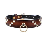 Collier Esclave BDSM Cuir Anneau : collier esclave en cuir à anneau, marron ou noir, photo 6