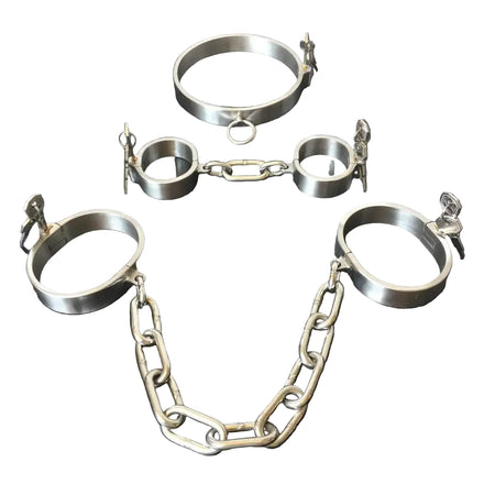 Collier ou Menottes Acier Inoxydable à Clé : collier et menottes en acier inoxydable avec clés, photo 1
