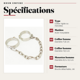 Collier ou Menottes Acier Inoxydable à Clé : spécifications