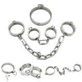 Collier, Menottes et Entraves Acier Lourd : ensemble collier, menottes et entraves en acier inoxydable, photo 1
