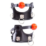 Collier de Posture avec Bâillon Boule Rouge : collier de posture noir, bâillon boule rouge, photo 2