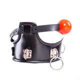 Collier de Posture avec Bâillon Boule Rouge : collier de posture noir, bâillon boule rouge, photo 3